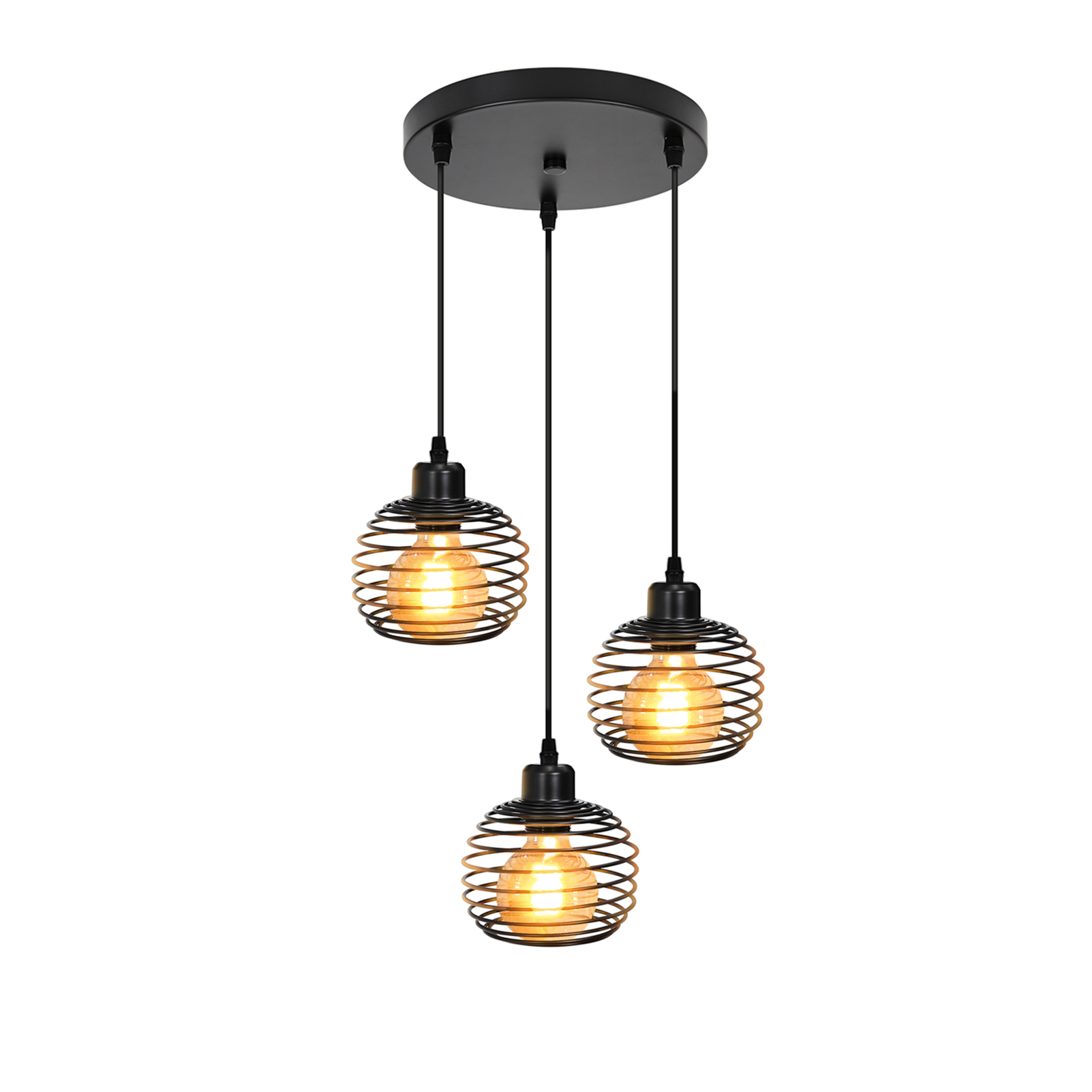 NETTLIFE riippuvalaisin, musta, metalli, halkaisija, 30cm, E27Vintage, retro, teollinenKeittiön, riippuvalaisin, ruokailuun