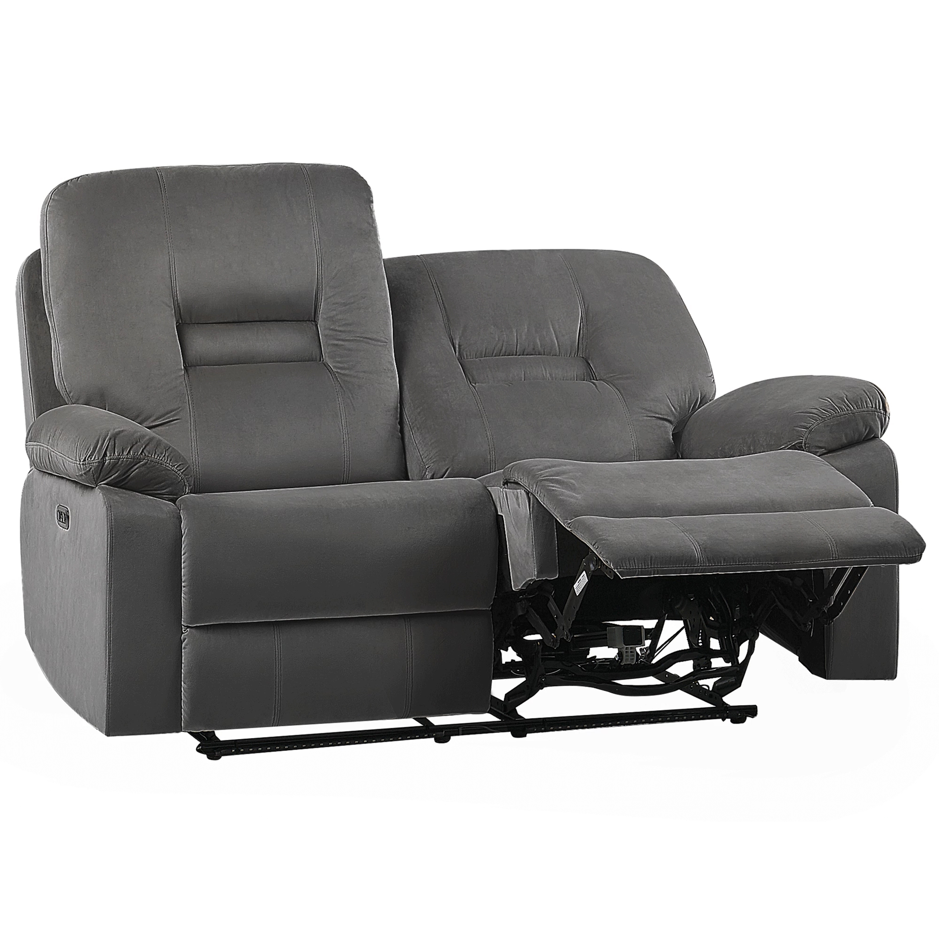 Sähkösäädettävä sohva BERGEN sametti Tummanharmaa USB-portilla 2-istuttava