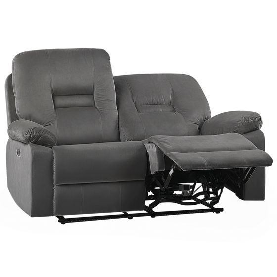 Sähkösäädettävä sohva BERGEN sametti Tummanharmaa USB-portilla 2-istuttava