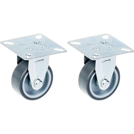 50 mm:n (2 tuuman) pyörä, harmaa kumirengas, kiinteä, kantavuus 80 kg, 2 kpl:n sarja