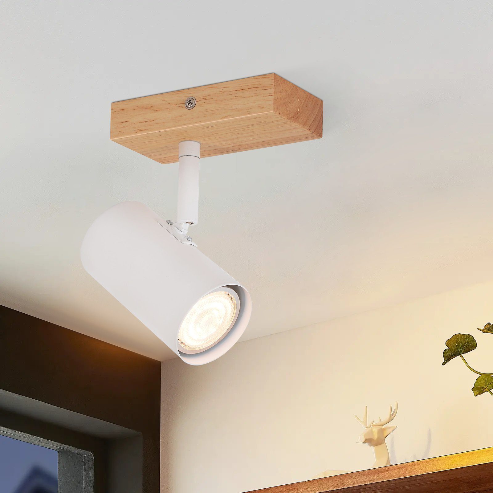 NETTLIFEKattokohdevalaisin, 1 lamppuinen Käytävävalaisin, puu Valkoinen Käytävä, moderni, metallinen Kattovalaisin, GU10, 350°