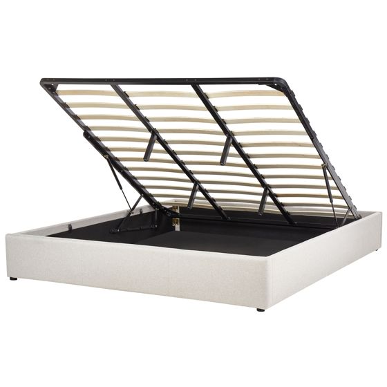 Sänky säilytystilalla kangas DINAN 180 x 200 cm Vaaleanbeige