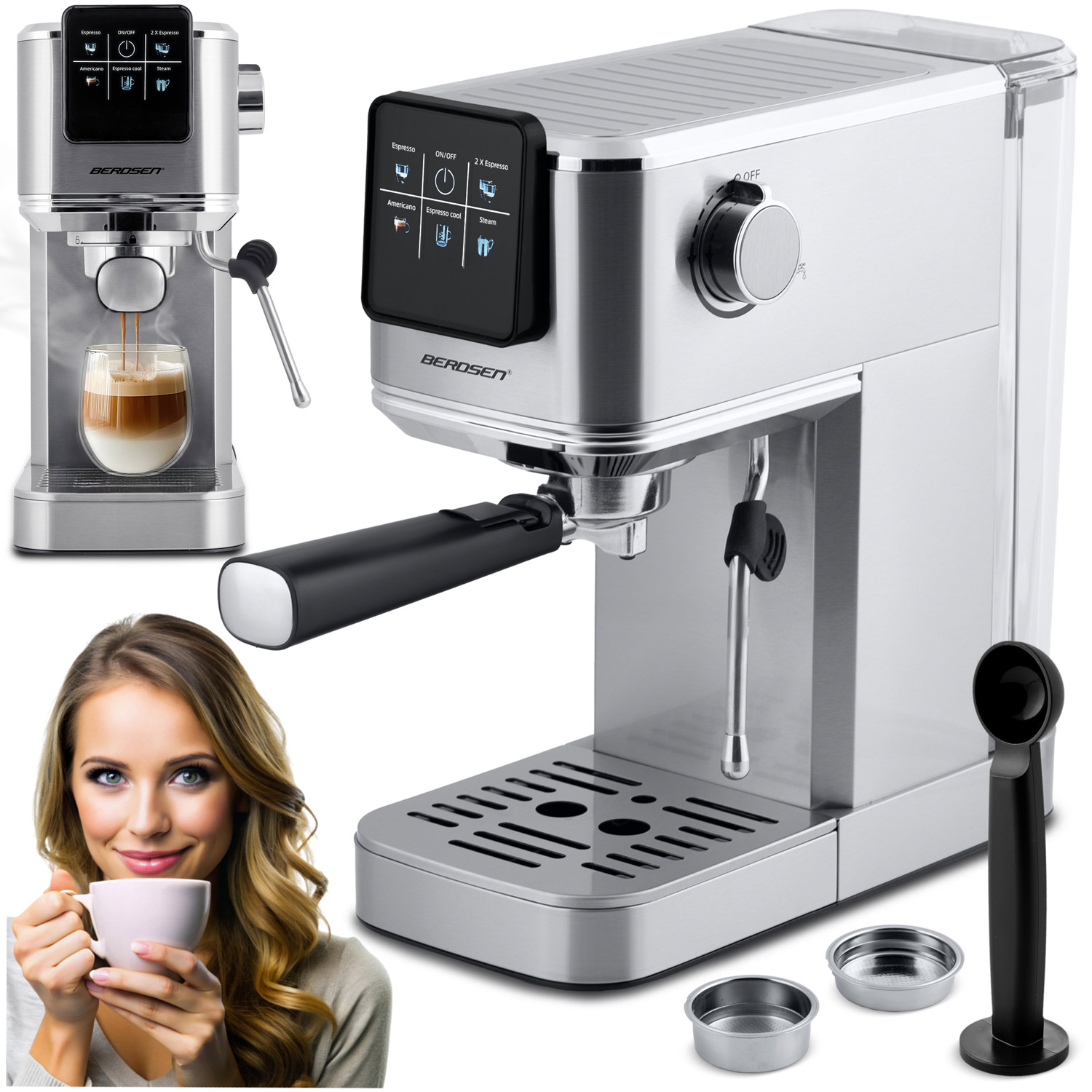 Berdsen BD-770 20 baarin espressokone, hopea