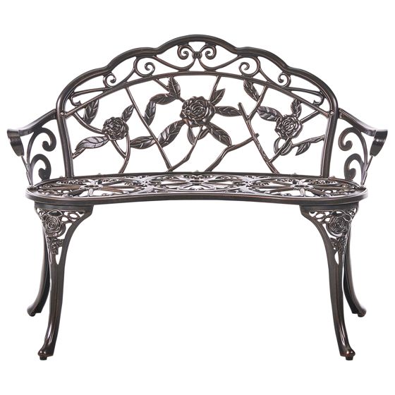 Puutarhapenkki PIURA 88 cm metalli Tummanruskea