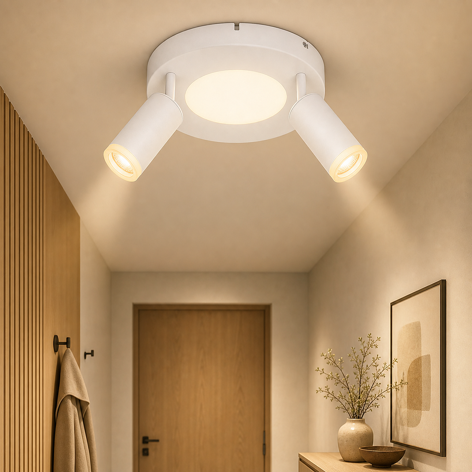 NETTLIFE Kattospottivalaisin 2 lamppua GU10 20W makuuhuoneeseen 3000k Kääntyvä 350° metalli kääntyvä