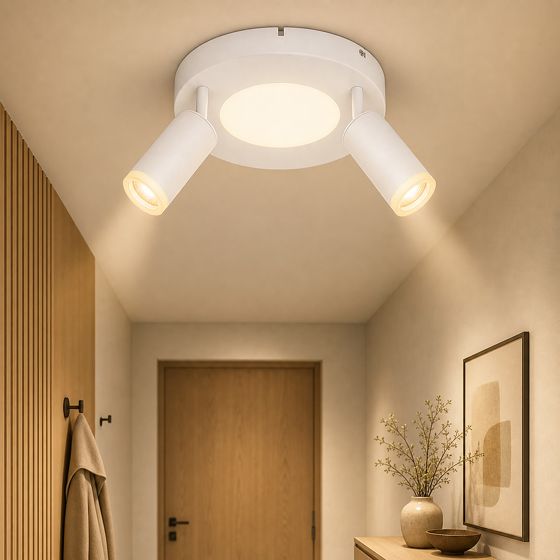 NETTLIFE Kattospottivalaisin 2 lamppua GU10 20W makuuhuoneeseen 3000k Kääntyvä 350° metalli kääntyvä