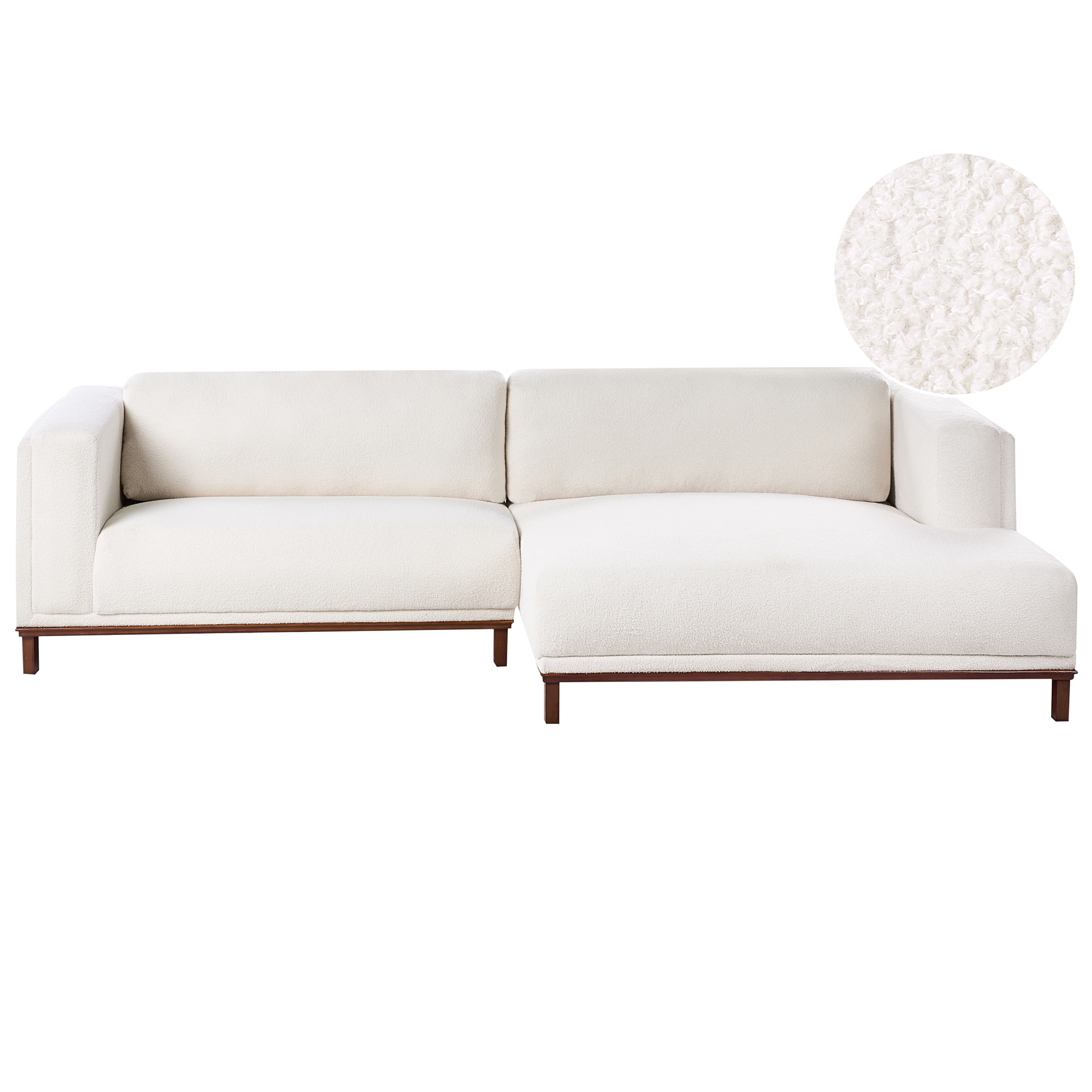 Kulmasohva 4-istuttava VENG buklee Luonnonvalkoinen Vasen