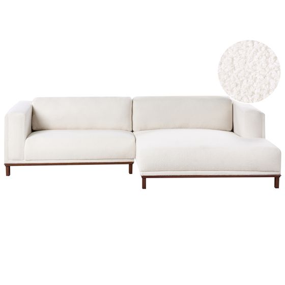 Kulmasohva 4-istuttava VENG buklee Luonnonvalkoinen Vasen