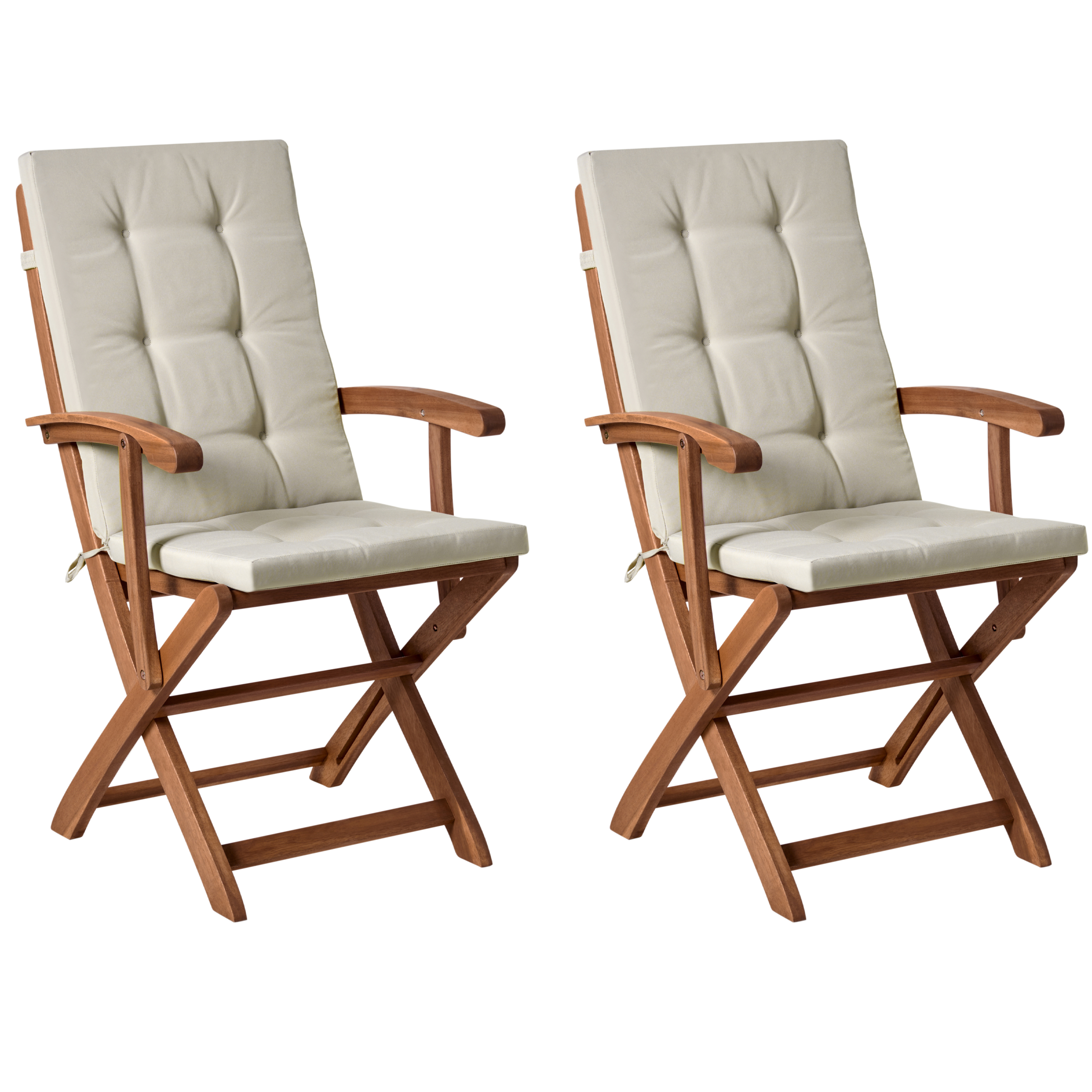 Puutarhatuolisetti pehmusteilla 2 kpl MAUI PREMIUM akaasia Ruskeanharmaa