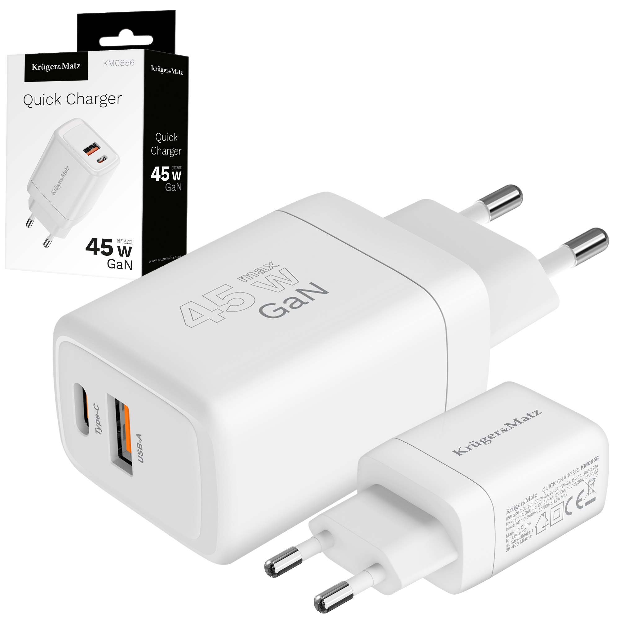 GAN 45W Power Delivery -pikalataus Kruger&Matz -pikalaturin