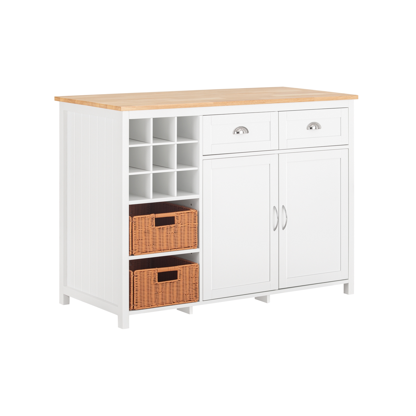 SoBuy Keittiösaareke 2 raamullakorilla KNL05-W valkoinen 120x56x90cm