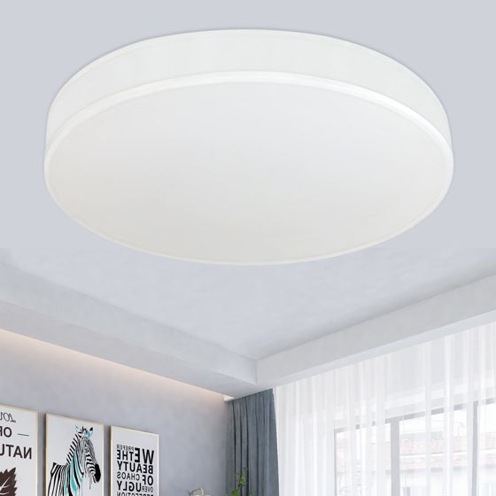NETTLIFE Moderni 30cm:n, pyöreä valkoinen, LED - kattovalaisin, 12WKangasvarjostimella 3000K lämmin Valkoinen olohuoneeseen, makuuhuoneeseen