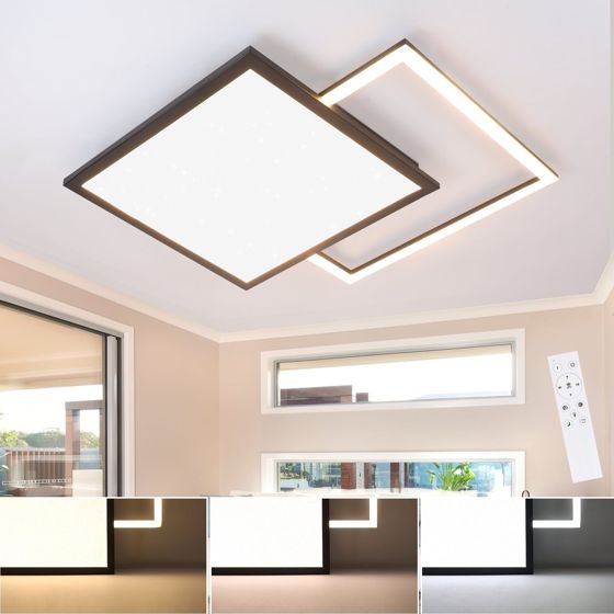 NETTLIFE LED - kattovalaisin, 46W, olohuoneeseen, musta, moderni, himmennettäväKeittiövalaisin, tähtitaivasdesignilla