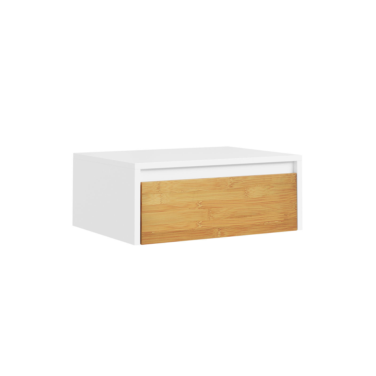 Seinään kiinnitettävä yöpöytä valkoinen bambu 40.0x30.0x15.6 cm FBT174-E-WN