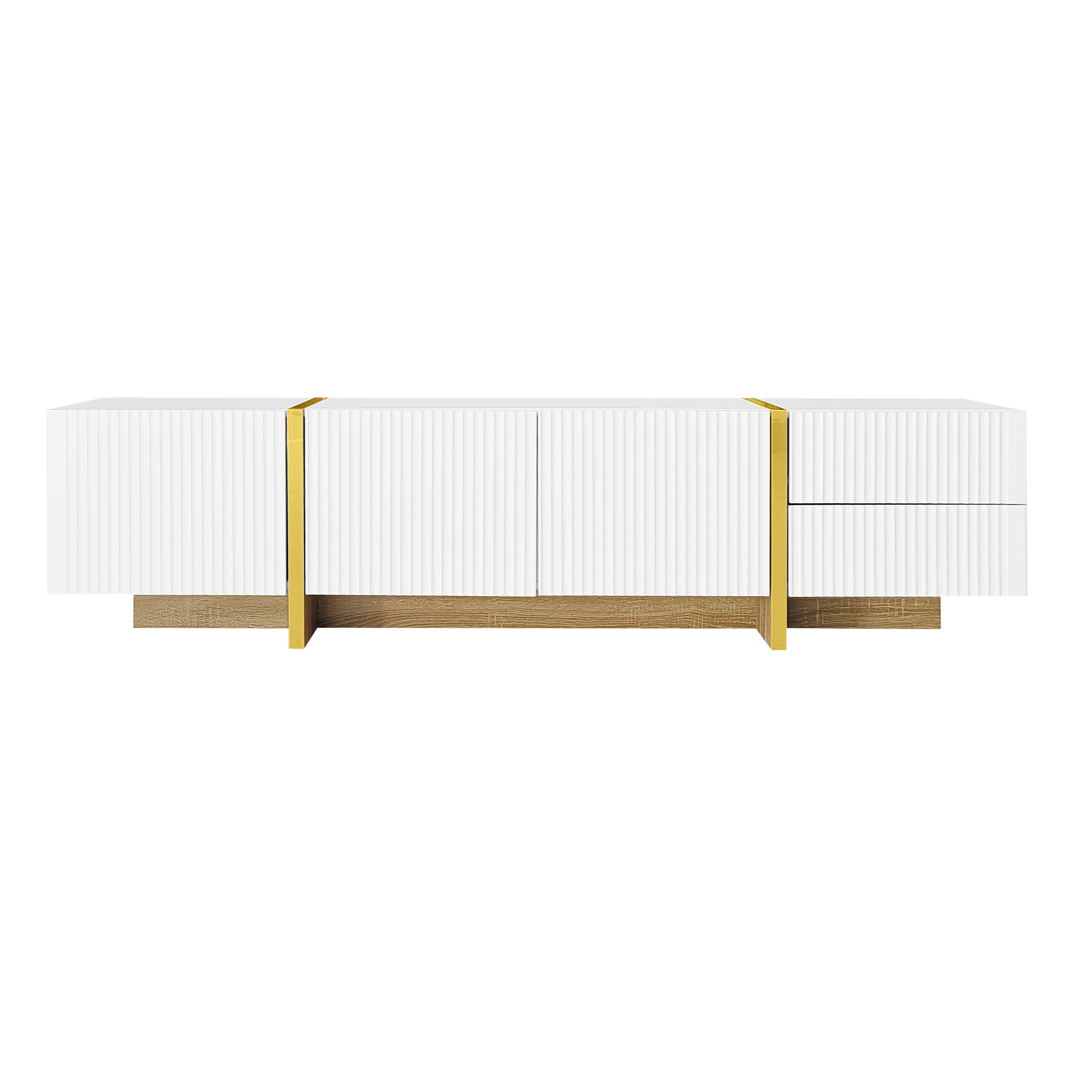 TV-taso 190x35x45 cm valkoinen kullankeltainen puumainen