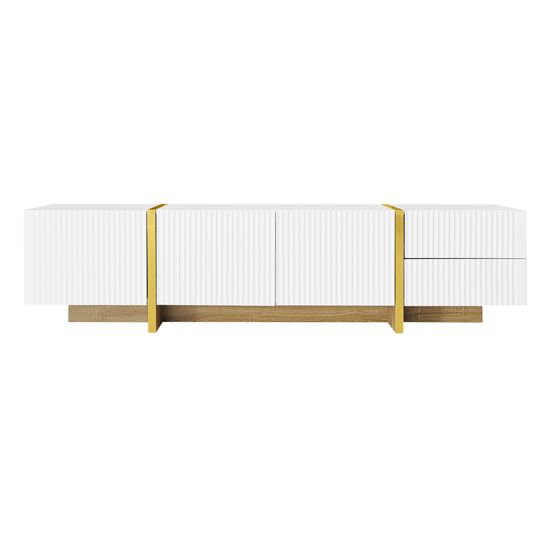 TV-taso 190x35x45 cm valkoinen kullankeltainen puumainen