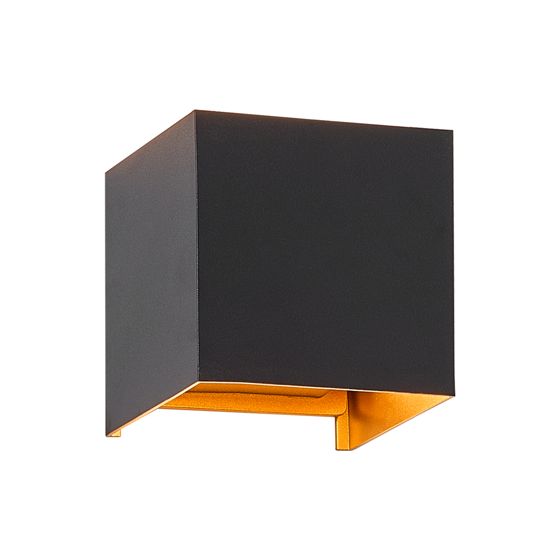 NETTLIFE LED - seinävalaisin, 3W - G9, ulko -/sisäseinävalaisin, musta ja Kulta VedenpitäväKaksoissäde, säädettävä, IP65, 230V, 3000K