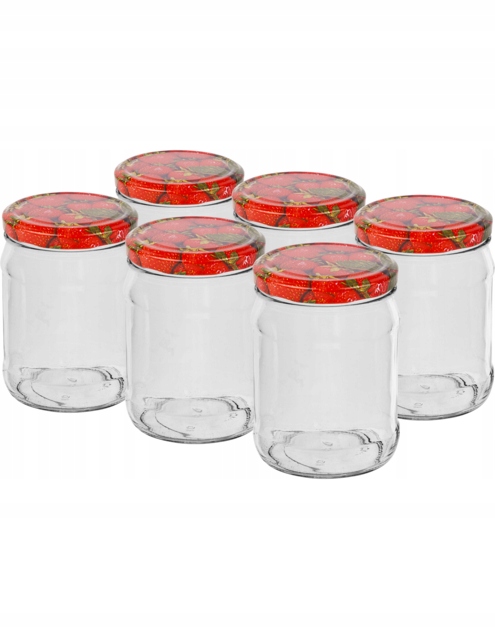 Lasipurkki säilykkeitä varten kierrekorkilla 500ml 6 kpl