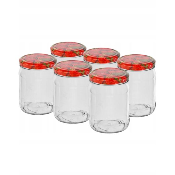 Lasipurkki säilykkeitä varten kierrekorkilla 500ml 6 kpl