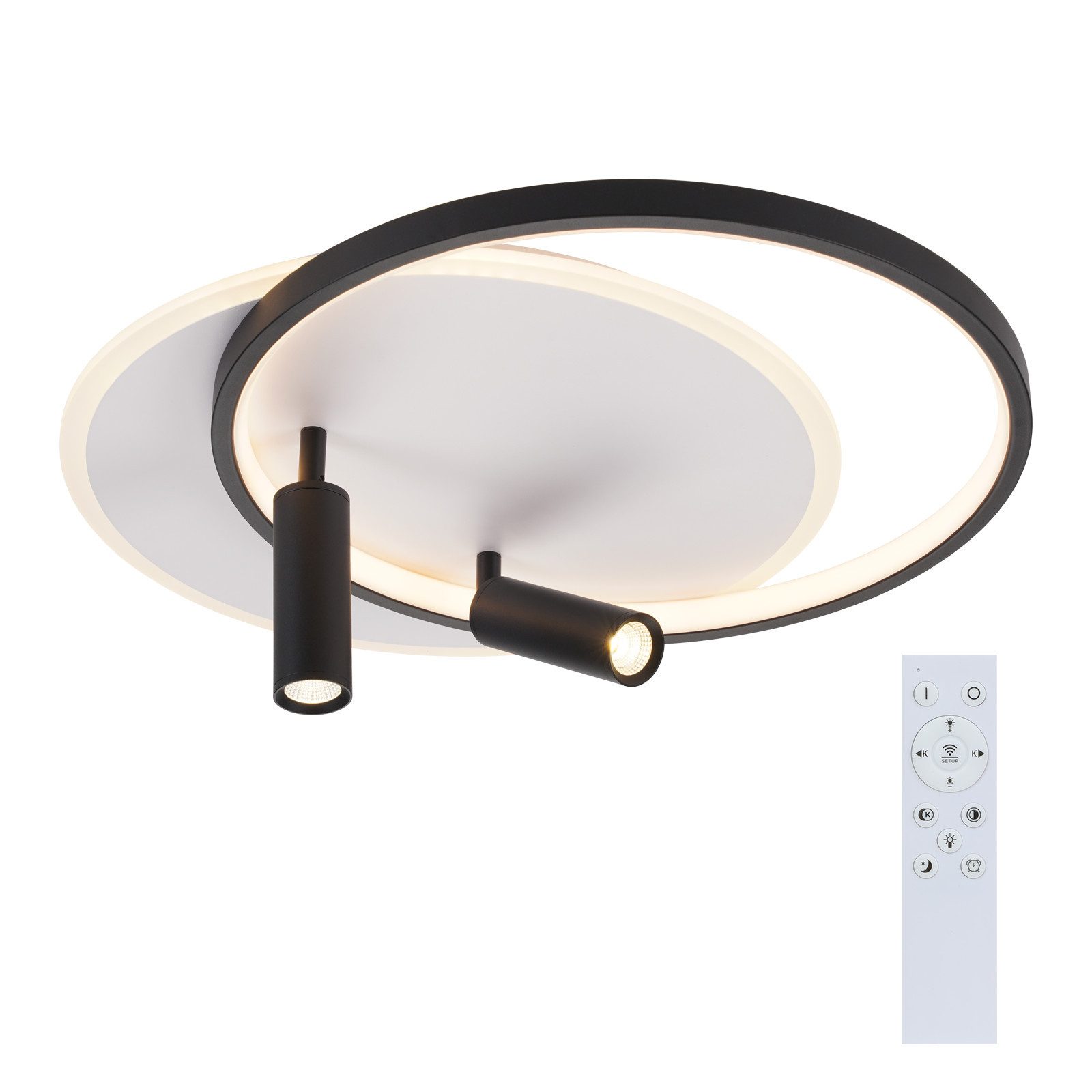 NETTLIFE LED-kattovalaisin, olohuoneenKattovalaisin: Himmennettävä, olohuoneen valaisin, 52WKahdella, mustallaKattovalaisimella, jaKaukosäätimellä