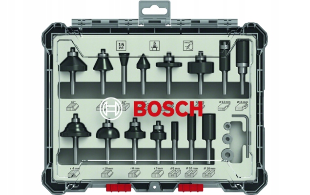 Bosch Jyrsinteräsarja 15-osaa 8 mm varsi