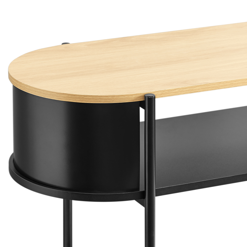 SoBuy Eteiskonsoli fsb102-sch, ekologinen vaalea puu ja musta metalli