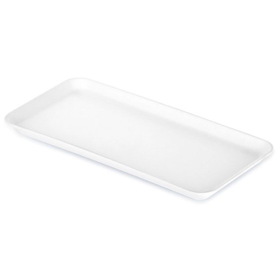 Valkoinen suorakaiteen muotoinen tarjoilualusta 29,5x15 cm