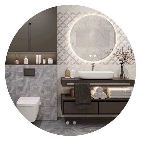 TUTUMI LED-seinäpeili LED HZJ 70cm valkoinen, 2X70X70CM