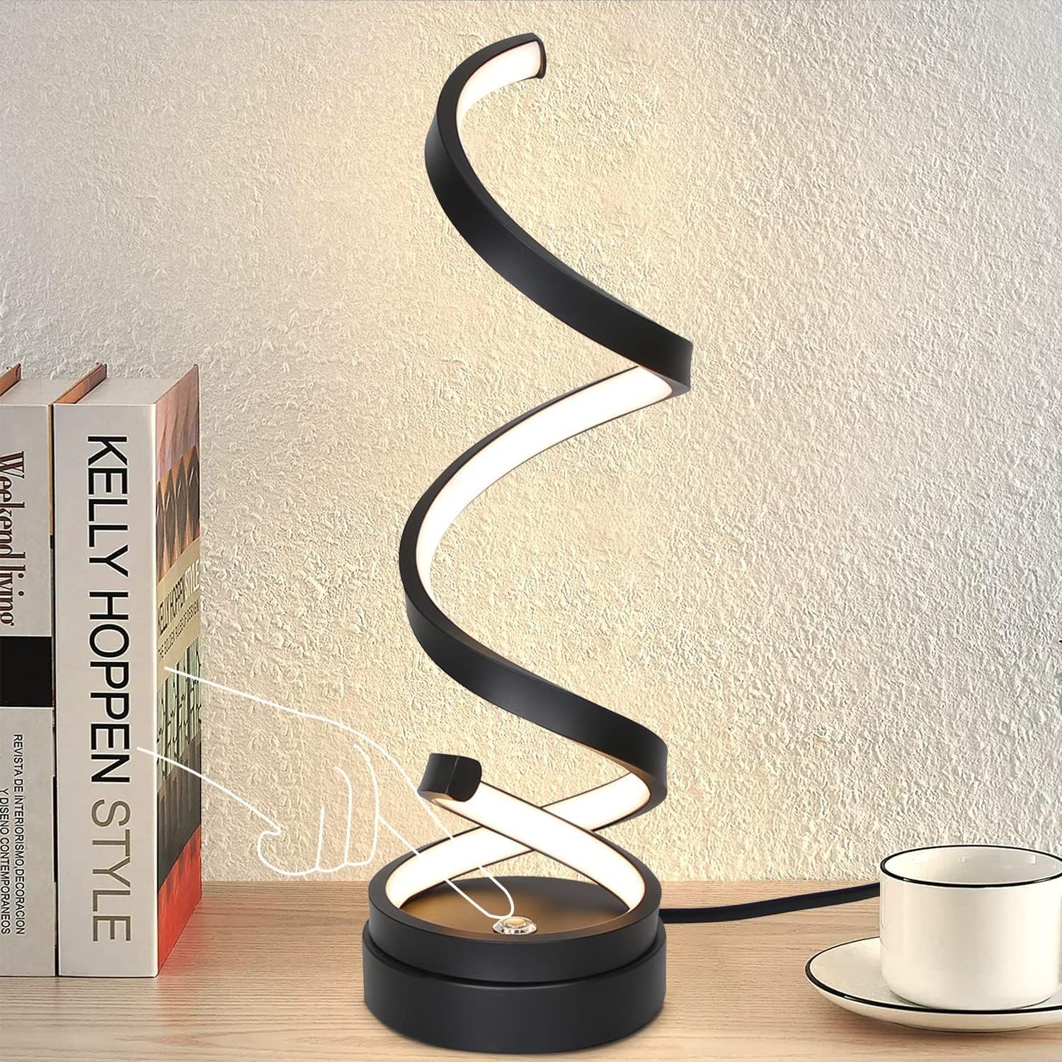 NETTLIFE Kosketusyövalaisin, Himmennettävä, LED - pöytävalaisin, 12W, Moderni, 1, 6M, Musta, Design