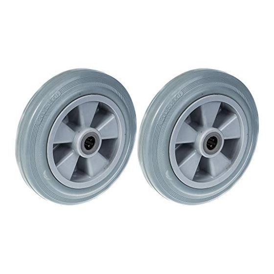 200mm 8" pyörä harmaa kumirengas, muovinen keskiö 410kg kantavuus, 2 kpl:n sarja