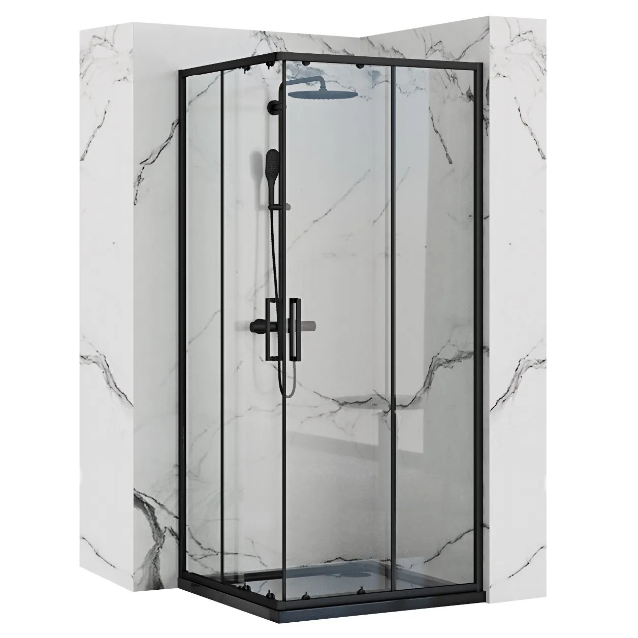 REA Suihkukaappi PUNTO 80x80 musta, 78X78X190CM