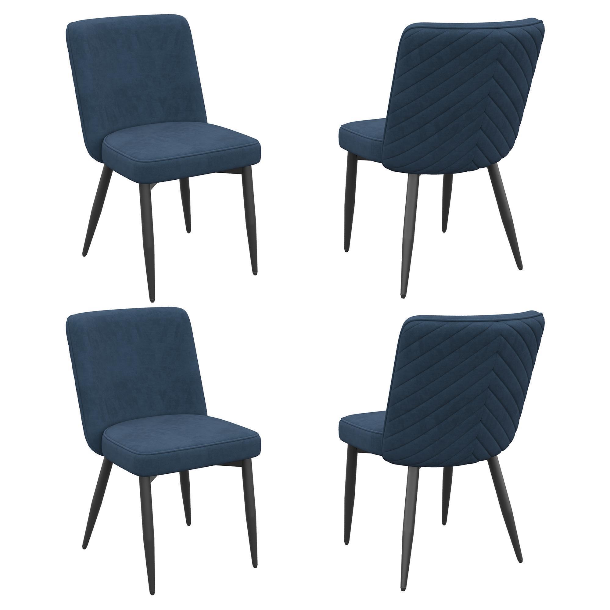 Ruokapöydän tuoli 4 kpl, samettia, tummansininen