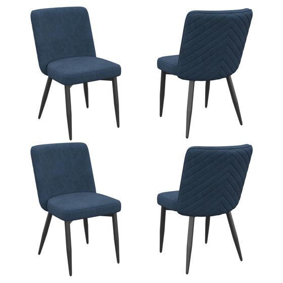 Ruokapöydän tuoli 4 kpl, samettia, tummansininen