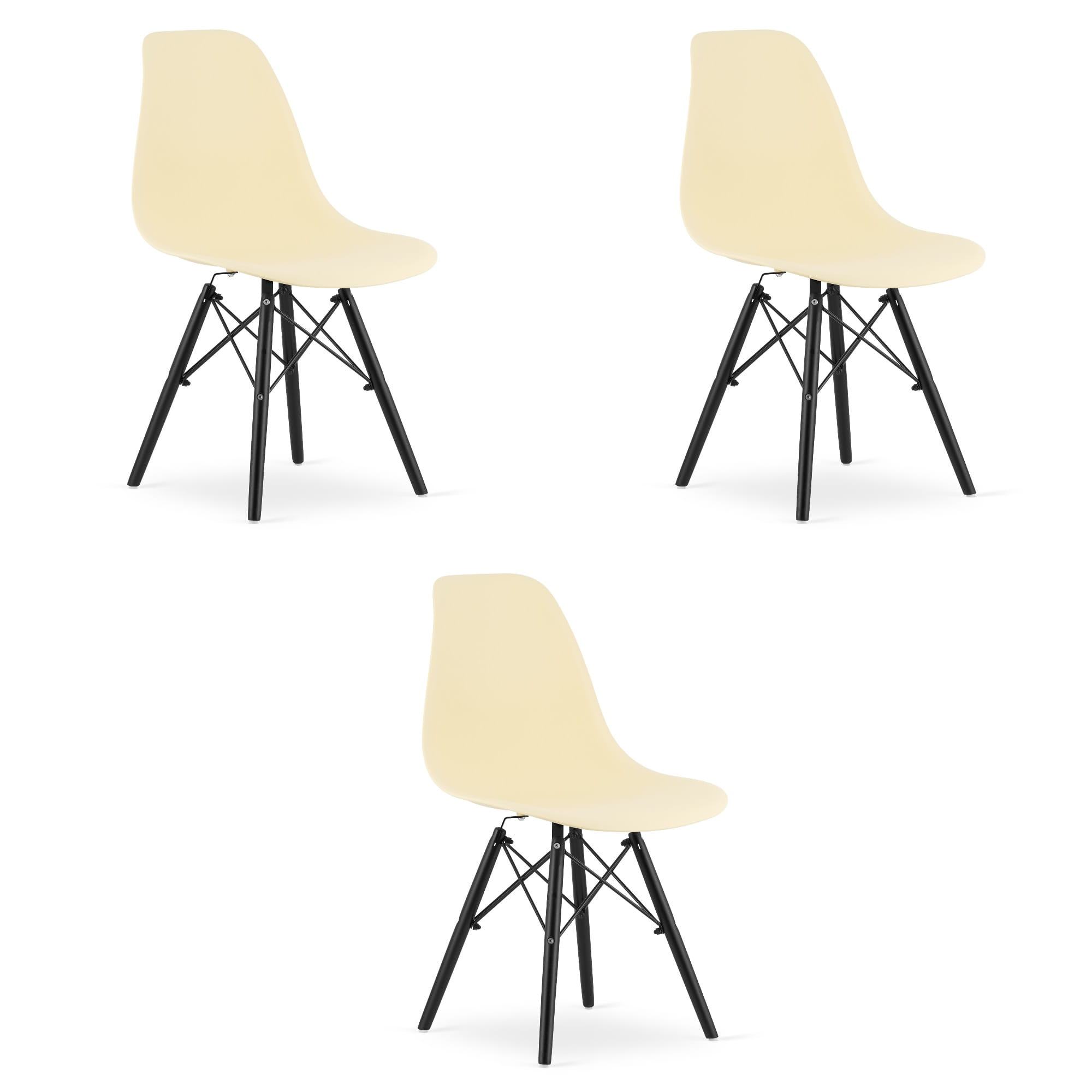 OSAKA-tuoli, kermanvalkoinen, mustat jalat (3 kpl)