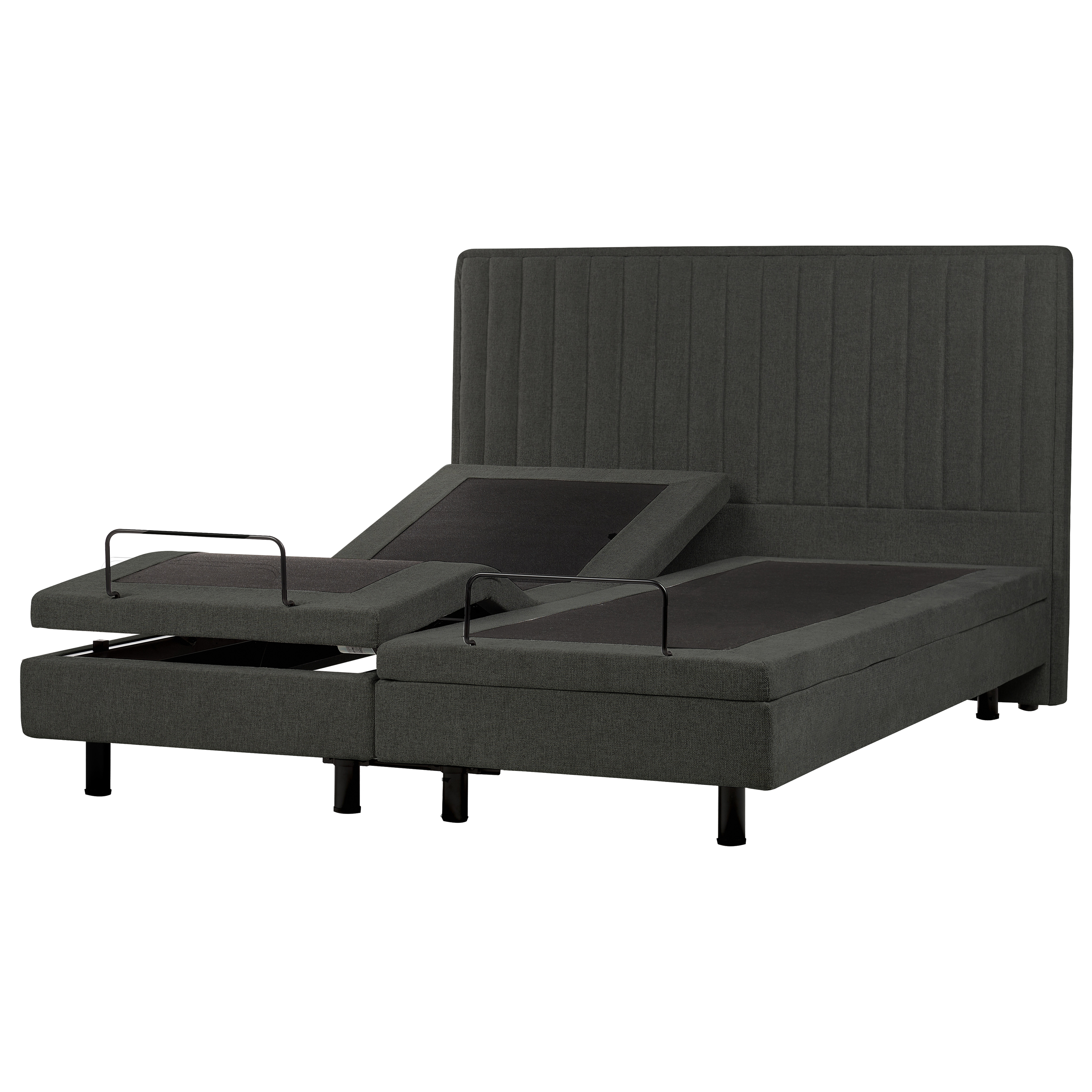 Säädettävä sänky kangas DUKE II 180 x 200 cm Tummanharmaa