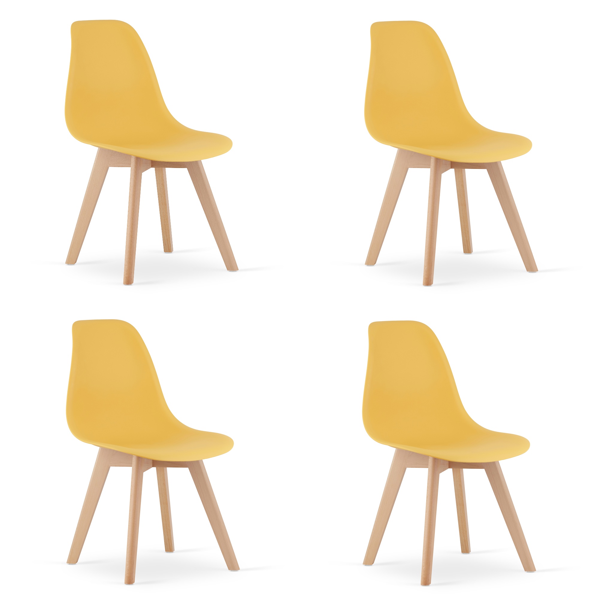 KITO-tuoli, sinapinkeltainen, luonnonväriset jalat (4 kpl)