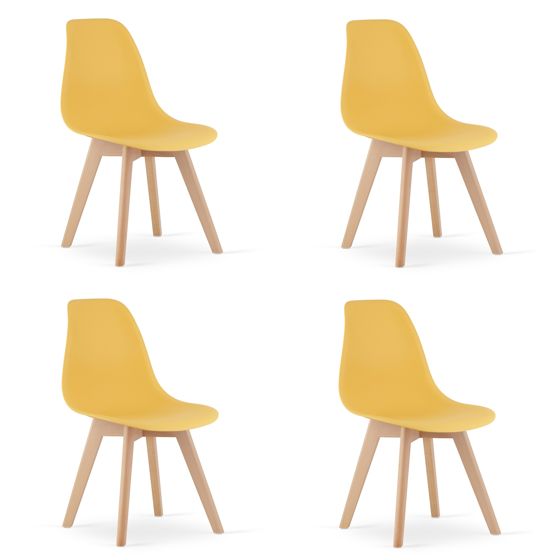 KITO-tuoli, sinapinkeltainen, luonnonväriset jalat (4 kpl)
