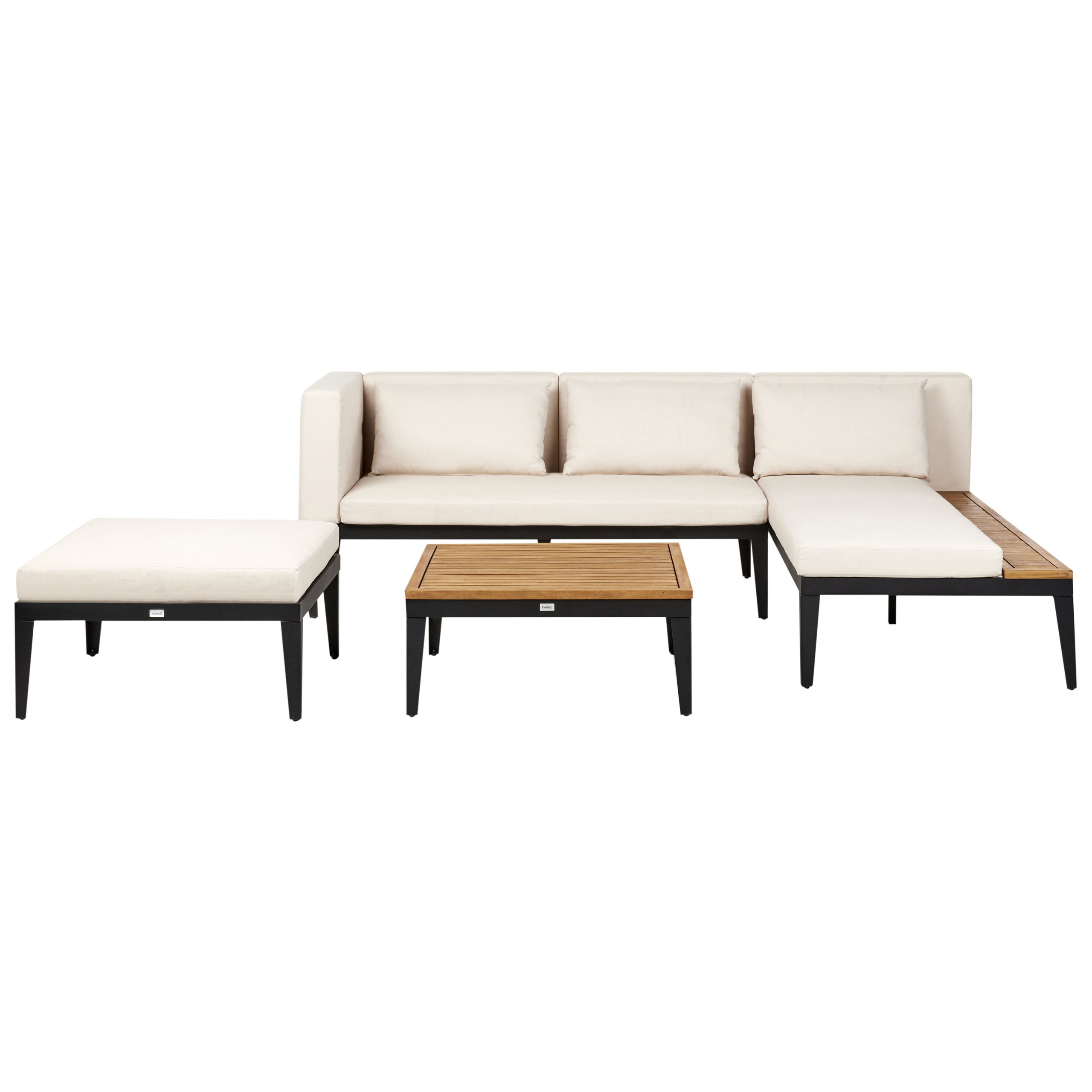 Ulkosohvaryhmä rahilla ja pöydällä 3-istuttava BRACCIANO Vasen sertifioitu akaasia Vaaleanbeige