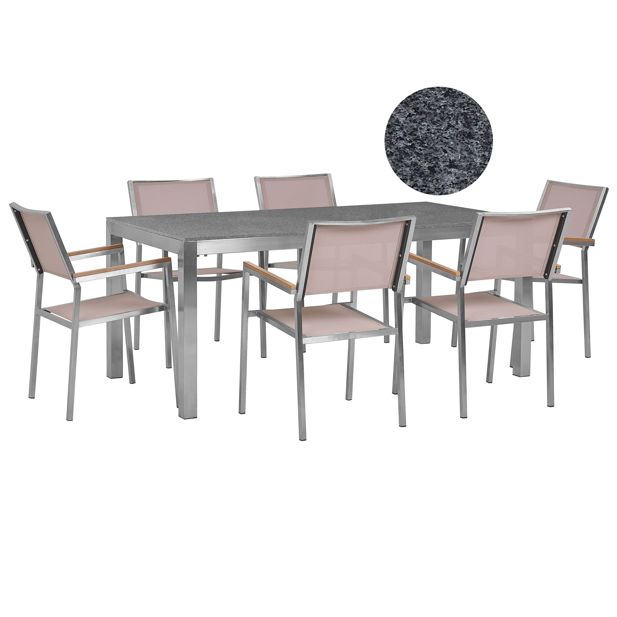 Ulkoruokailuryhmä 6-istuttava GROSSETO Graniitti Kiillotettu Harmaa/beige