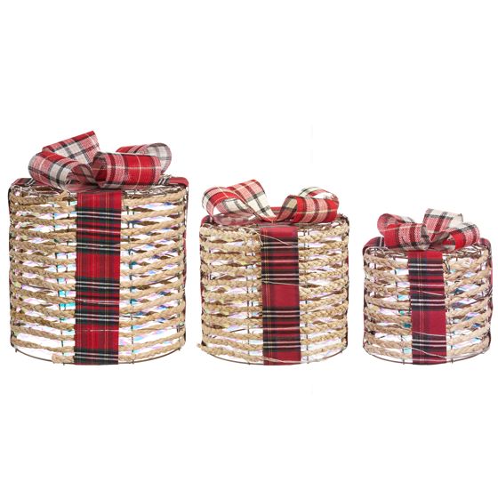 Joulukoristesetti 3 kpl LED-valo VEJLEN Joululahja 20/25/30 cm Beige