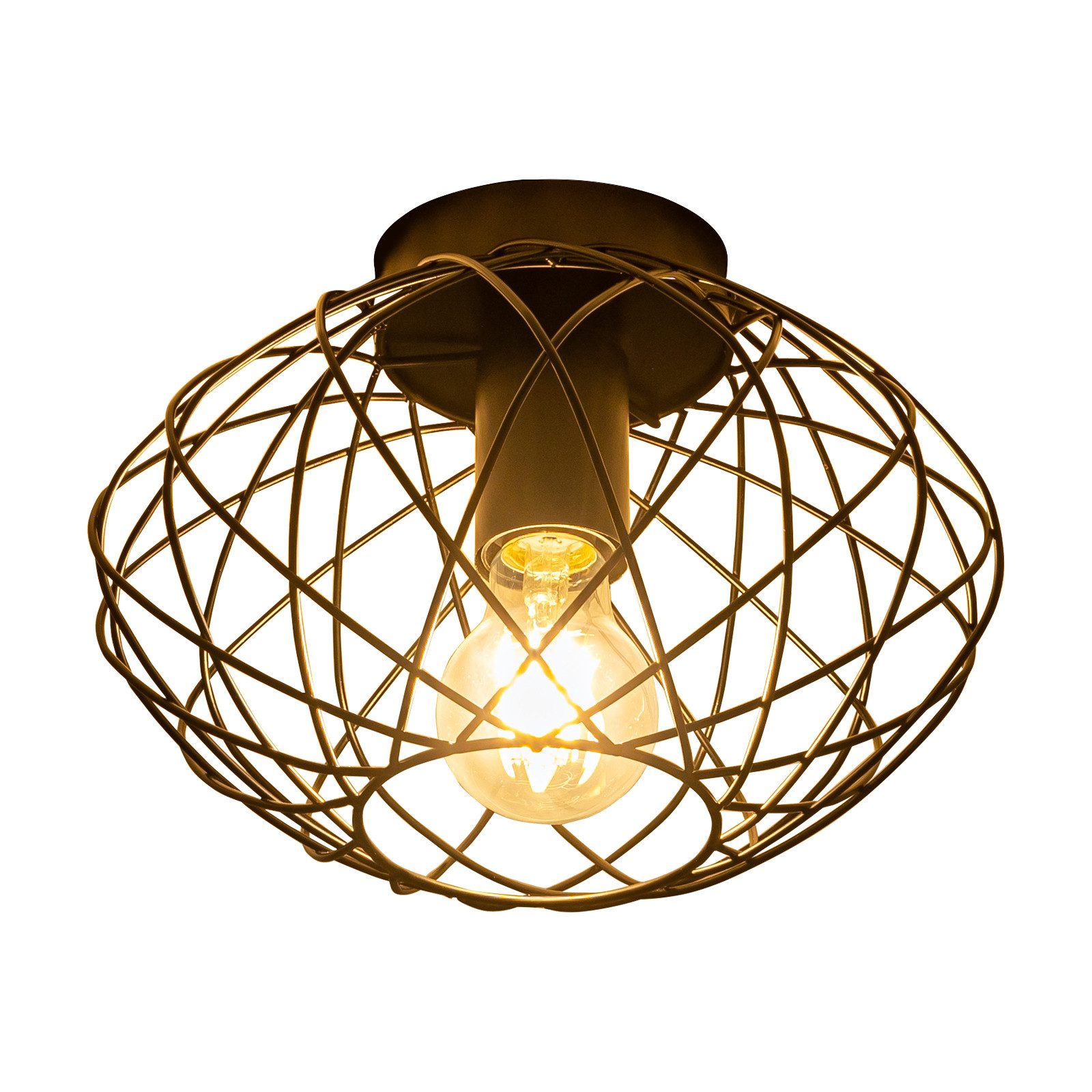 NETTLIFE Musta,häkkikattovalaisin,vintage - kattospotti,E27- metallikanta