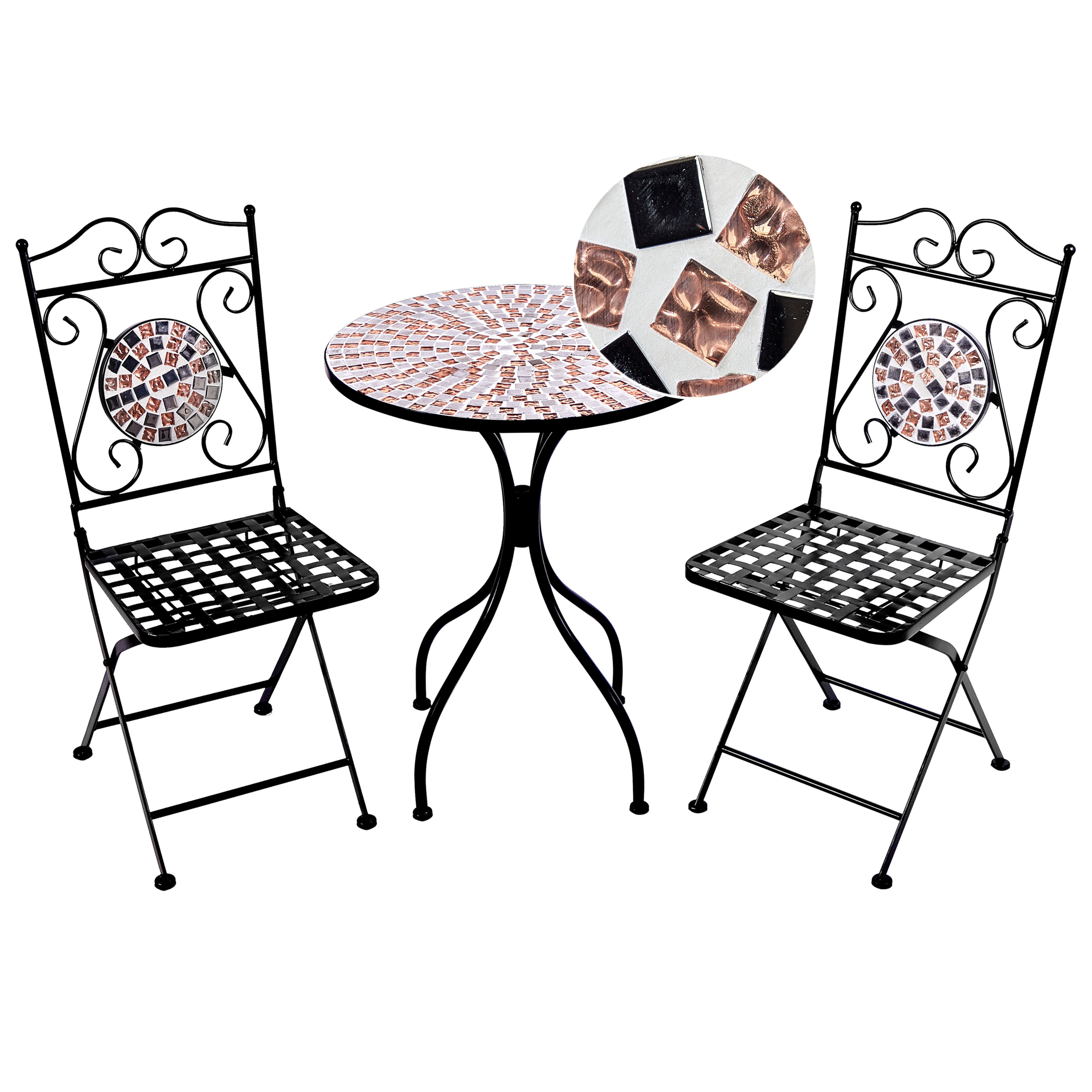 Bistrosetti taitettava CARPINO metalli Musta