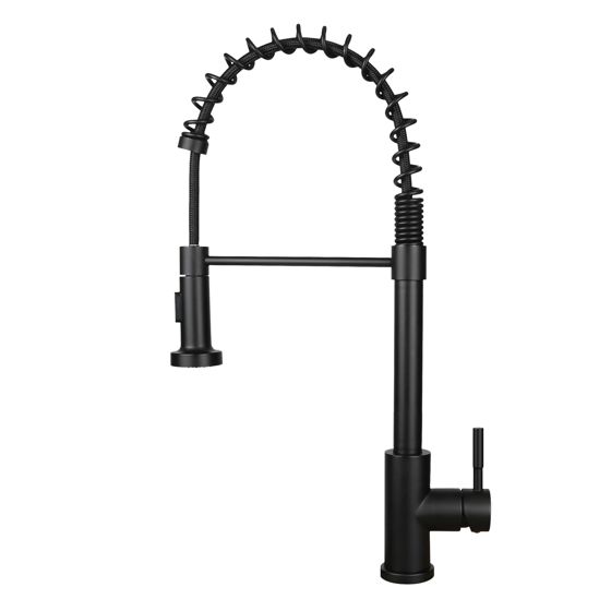 NETTLIFE - keittiöhana ulosvedettävällä suihkupäällä, keittiöhana, kääntyvä juoksuputki, korkeapainepesuallashana, 2 suihkutyyppiä, musta