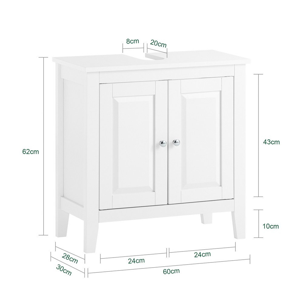 SoBuy FRG202-W 2-ovinen puukuitu allaskaappi valkoinen