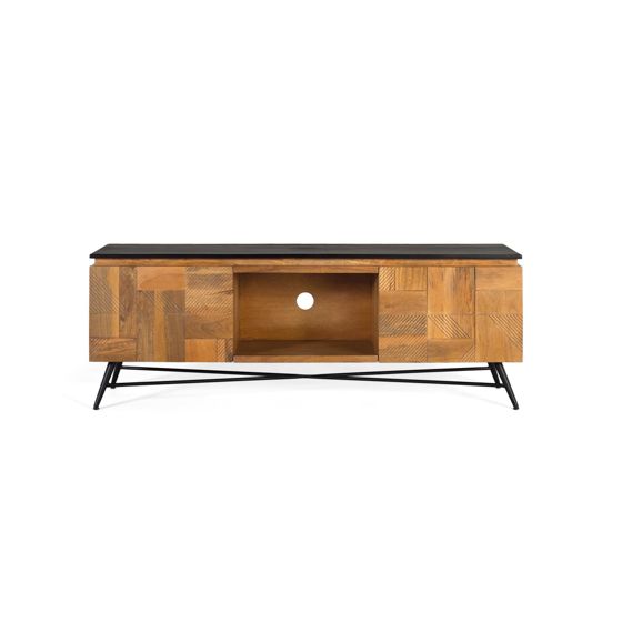 Mangopuusta valmistettu TV-taso, jossa luonnollinen viimeistely, 150 cm
