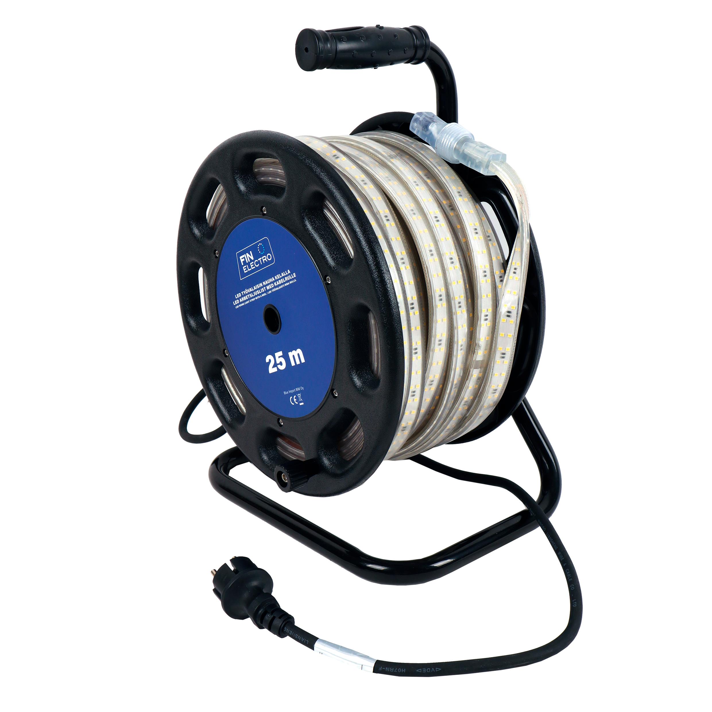 Finelectro Työmaavalonauha 230V 25m 4000K 12W/m 1500lm/m kahvakelalla