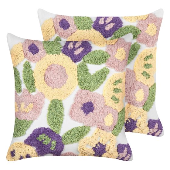 Koristetyynysetti 2 kpl TRICORNIO puuvilla 45 x 45 cm Monivärinen Kukkakuvio