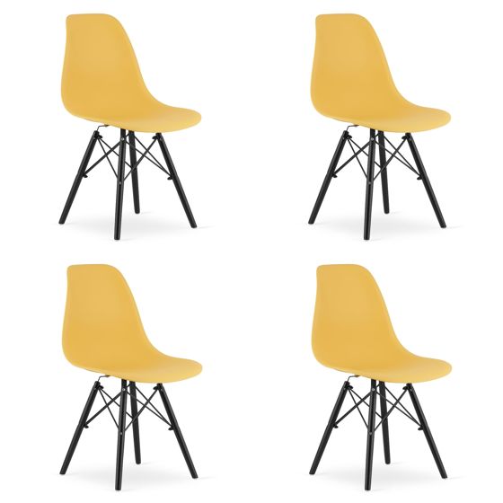 OSAKA-tuoli, sinapinkeltainen, mustat jalat (4 kpl)