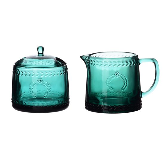 Sokerikko- ja kermakkosetti Natriumlasi ECILA DARK Ø9x7,3cm/300ml Vihreä 2kpl
