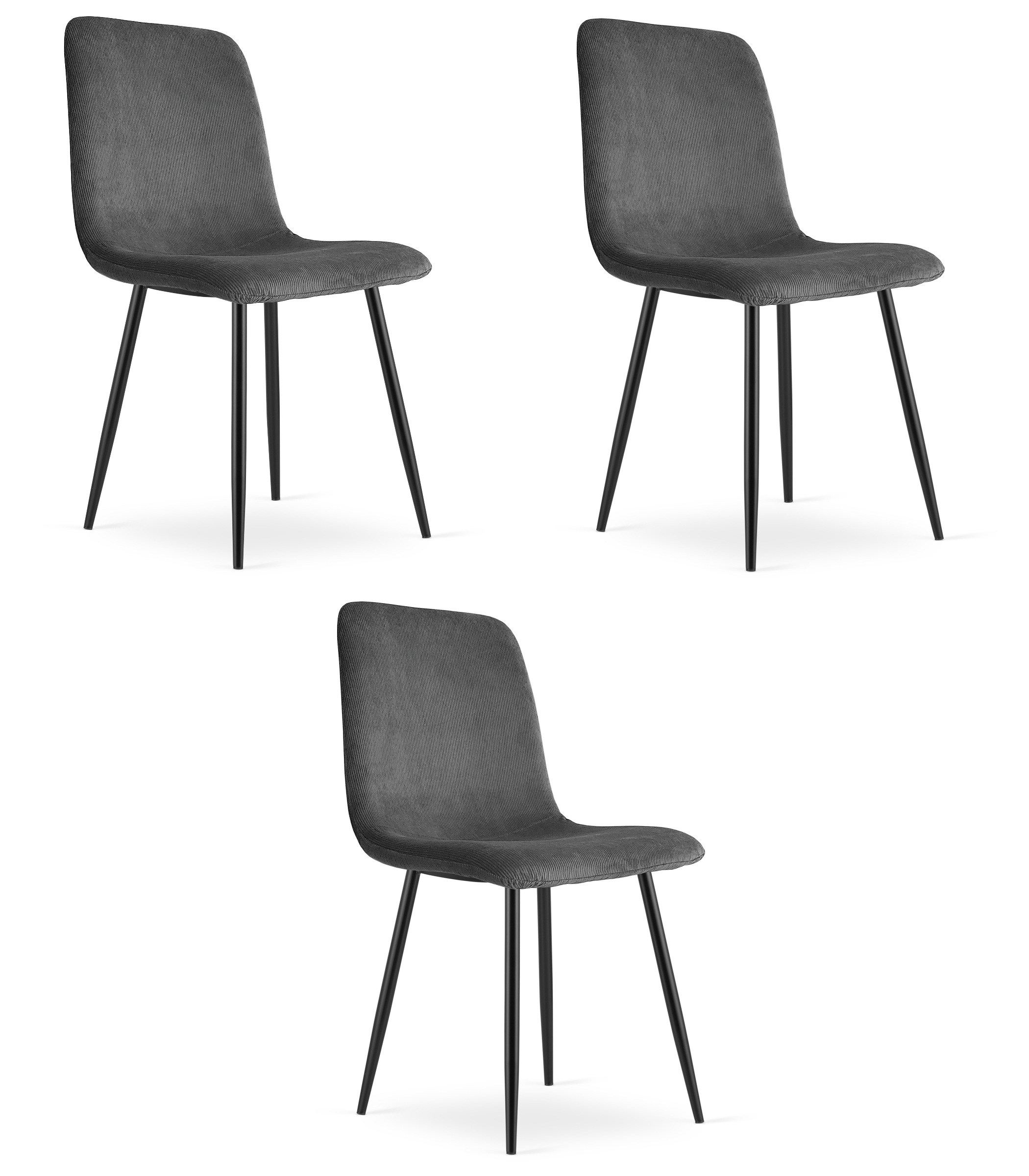 RIFT-tuoli, harmaa vakosametti, mustat jalat (3 kpl)